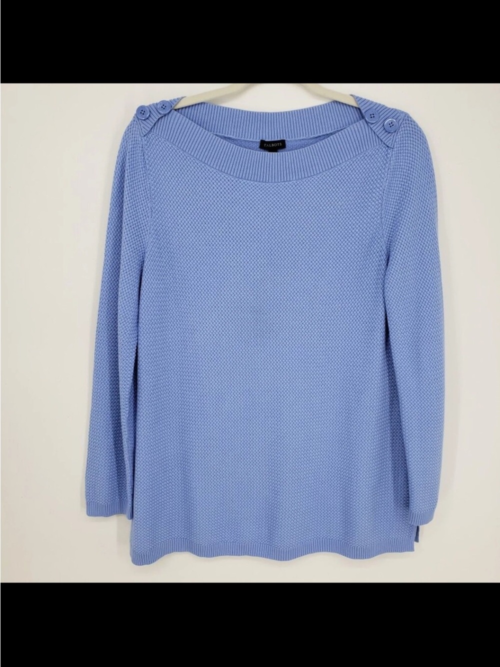 Talbots Periwinkle Knit Sweater with Envelope Shoulder